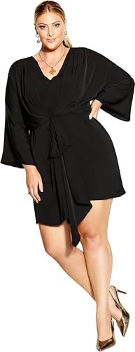 CITY CHIC Damen Plus Size Whirlpool Kleid, Schwarz, 40 von City Chic