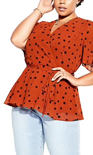 CITY CHIC Damen Übergröße Top Spot Klassisches Hemd, Rostfarbener Kimono-Punkt, 48 Mehr CITY CHIC Damen Übergröße Top Spot Klassisches Hemd, Rostfarbener Kimono-Punkt, 48 Mehr von City Chic