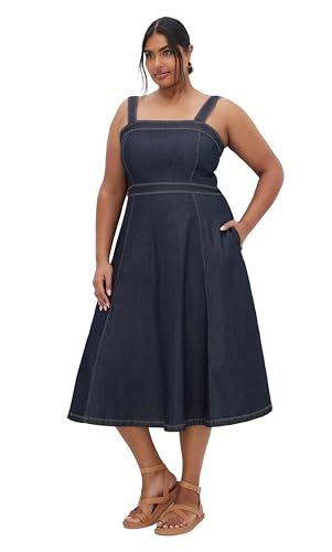 City Chic Damen Dress-Averie Lässiges Kleid, Dunkles Denim, 50 Mehr City Chic Damen Dress-Averie Lässiges Kleid, Dunkles Denim, 50 Mehr von City Chic