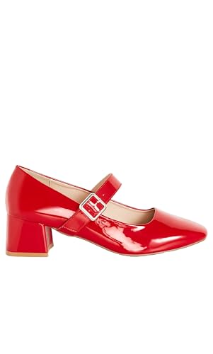 City Chic Damen Heel-Wide Fit Mary Jane Block Pumps, Rot/Ausflug, einfarbig (Getaway Solids), 44.5 EU Weit von City Chic
