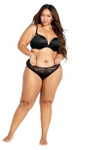 City Chic Damen Plus Size Mounia Push Up Bra in Black BH, Blickdicht, Schwarz, 38C von City Chic