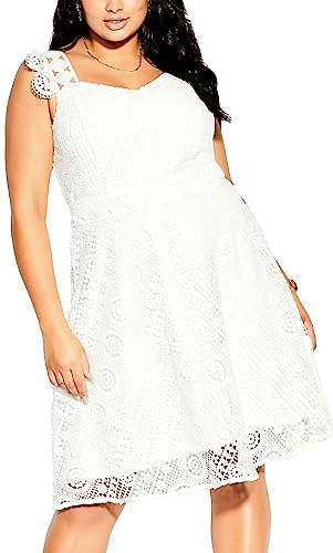 City Chic Damen Plus Size Zierliche Spitze Kleid, elfenbeinfarben, 46 (Übergröße) von City Chic