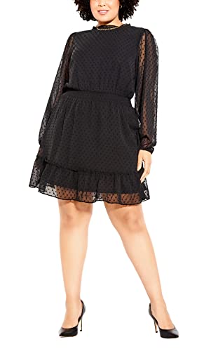 City Chic Damen Übergröße Dobby Stufig Kleid, Schwarz, 50 Plus City Chic Damen Übergröße Dobby Stufig Kleid, Schwarz, 50 Plus von City Chic
