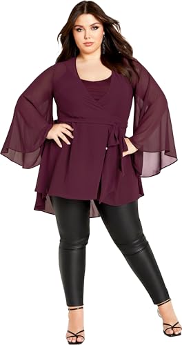City Chic Tunika für Damen, Übergröße, Fleetwood, Spiced Plum, 22 Plus City Chic Tunika für Damen, Übergröße, Fleetwood, Spiced Plum, 22 Plus von City Chic
