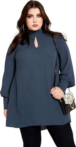 City Chic Women's Apparel Damen Tunika Krawatte Bluse, Marineblau, 22 Plus von City Chic