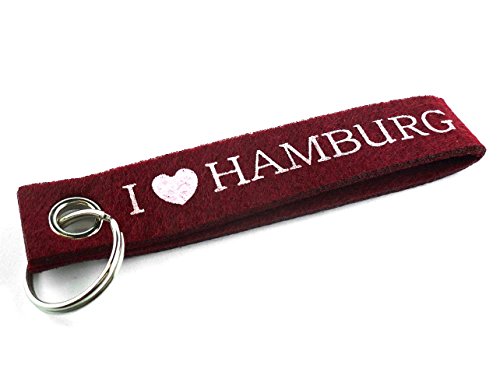 City Souvenir Shop Filz-Schlüsselanhänger I Love Hamburg, bordeaux von City Souvenir Shop