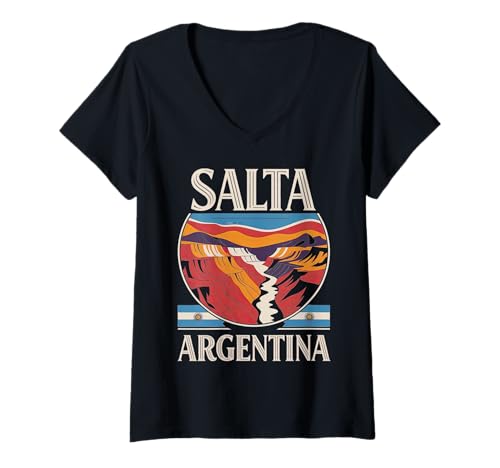 Damen Städtereise Argentinien Salta Argentinien Scenic Journey T-Shirt mit V-Ausschnitt Damen Städtereise Argentinien Salta Argentinien Scenic Journey T-Shirt mit V-Ausschnitt von City Travel Argentina Salta Exploration Adventure