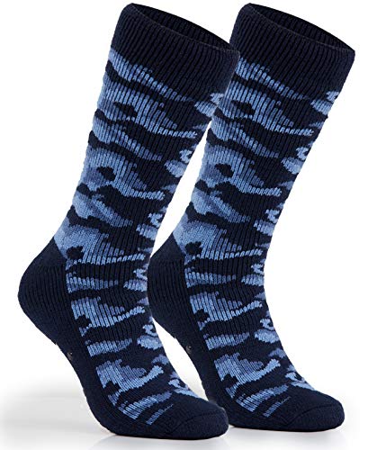 CityComfort Anti Rutsch Socken Herren, Camo Stoppersocken Herren und Teenager, ABS Socken mit Noppen in Einheitsgröße (38-44) - Wintersocken Herren Geschenke (Marineblau) von CityComfort