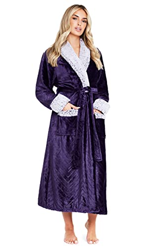 CityComfort Bademantel Damen Flauschig, Fleece Morgenmantel Damen Dressing Gown Women (Hell Violett, L) von CityComfort