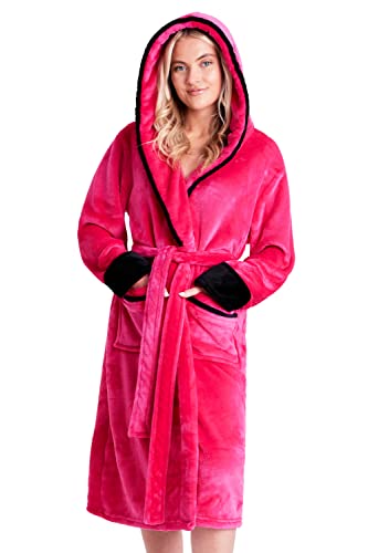 CityComfort Bademantel Damen Flauschig, Fleece Morgenmantel Damen, Kuschelige Bademäntel für Damen (M, Rosa) von CityComfort