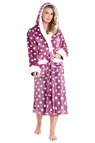 CityComfort Bademantel Damen Flauschig, Fleece Morgenmantel Damen, Kuschelige Bademäntel für Damen (Orchidee/Weiß, L) von CityComfort