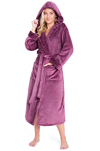 CityComfort Bademantel Damen Flauschig, Morgenmantel Damen, Damen Geschenke, Hausmantel Damen, Bademantel Damen mit Kapuze (Orchid Lila, M) von CityComfort