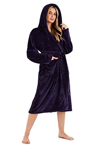 CityComfort Bademantel Damen Flauschig, Fleece Morgenmantel Damen Dressing Gown Women (Violett, S) von CityComfort