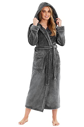 CityComfort Bademantel Damen Flauschig, Fleece Morgenmantel Damen, Kuschelige Bademäntel für Damen (Dunkelgrau, S) von CityComfort