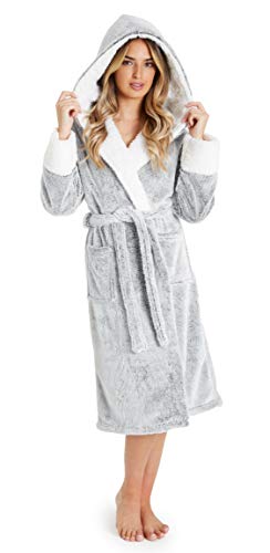 CityComfort Bademantel Damen Flauschig, Fleece Morgenmantel Damen Dressing Gown Women (Grau, L) von CityComfort