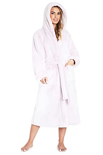 CityComfort Bademantel Damen Flauschig, Fleece Morgenmantel Damen Dressing Gown Women (Rosa Stock, L) von CityComfort