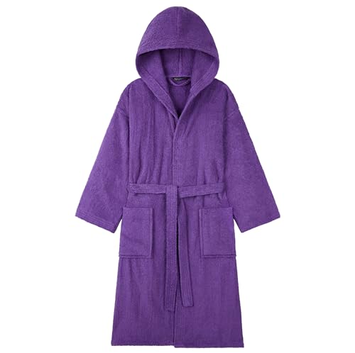 CityComfort Bademantel Damen Frottee mit Kapuze, Baumwolle Sauna Bademantel Damen, Morgenmantel Damen und Teenager S - XL - Geschenke für Frauen (Violett, M) von CityComfort