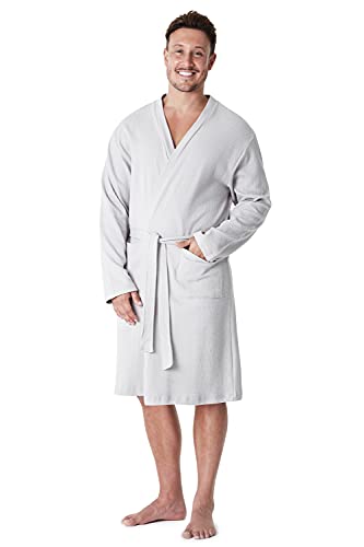 CityComfort Bademantel Herren Baumwolle, Bademantel Waffelpique, M - 3XL (Grau, M) von CityComfort