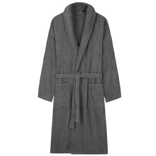 CityComfort Bademantel Herren Baumwolle Morgenmantel Herren Hausmantel Herren und Teenager M - 3XL - Geschenke für Männer (Anthrazit, M/L) von CityComfort