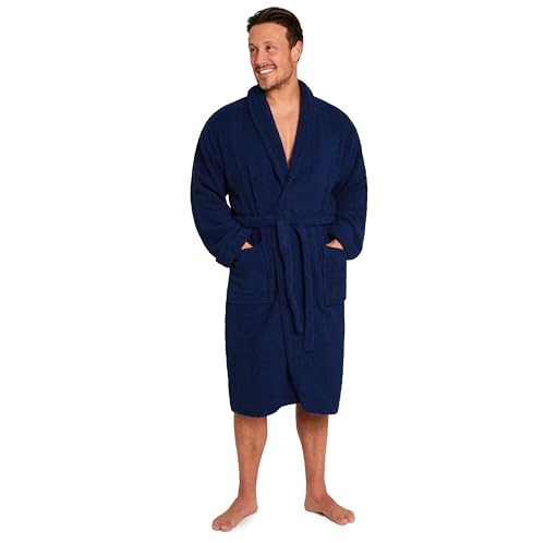 CityComfort Bademantel Herren Baumwolle Morgenmantel Herren Hausmantel Herren und Teenager M - 3XL - Geschenke für Männer (Dunkelblau, M/L) von CityComfort