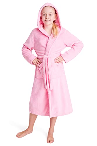 CityComfort Bademantel Kinder, Fleece Morgenmantel Teenager Mädchen für Schwimmbad Sauna Pool, Flauschig Hausanzug Rosa Lila, Geschenke für Kinder (Rosa, 11/12 Jahre) von CityComfort