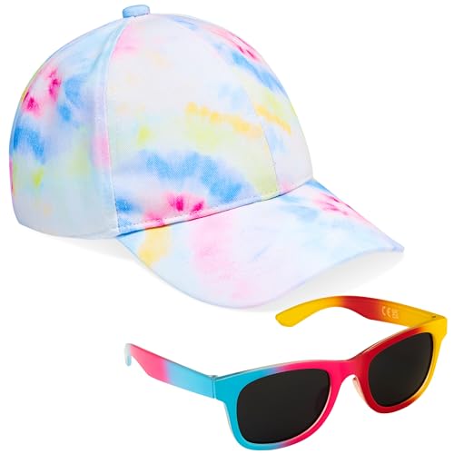 CityComfort Baseball Cap Mädchen, 2er-Set Verstellbarer Basecap & UV-Schutz Sonnenbrille Kinder - Geschenke für Mädchen (Mehrfarbig) von CityComfort