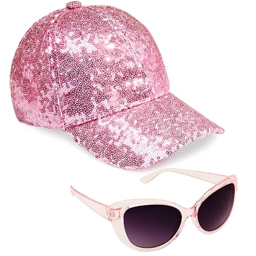 CityComfort Baseball Cap Mädchen, 2er-Set Verstellbarer Basecap & UV-Schutz Sonnenbrille Kinder - Geschenke für Mädchen (Rosa) von CityComfort