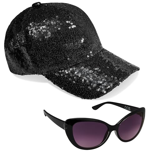 CityComfort Baseball Cap Mädchen, 2er-Set Verstellbarer Basecap & UV-Schutz Sonnenbrille Kinder - Geschenke für Mädchen (Schwarz) von CityComfort