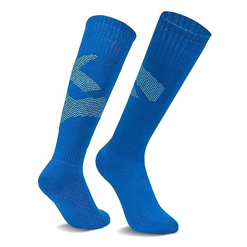 CityComfort Fußball Socken Kinder, Lange Sportsocken Fußball Stutzen Football Socks für Jungen - Fussball Geschenke für Jungs (Blau, 27-31) von CityComfort