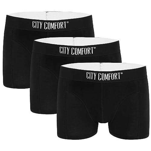 CityComfort Boxershorts Herren 3er Pack S-4XL Herren Unterhosen Unterwäsche Männer und Teenager Boxer (Schwarz, 4XL) von CityComfort