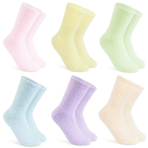 CityComfort Bunte Socken Damen Fluffy Socks für Frauen & Teenager in Einheitsgröße - Wintersocken Damen Geschenk (Pastell) von CityComfort