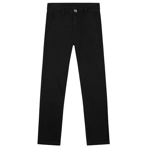 CityComfort Chino Hose Jungen, Hosen für Jungen mit elastischem Bund & Taschen (Schwarz, 7-8 Jahre) von CityComfort