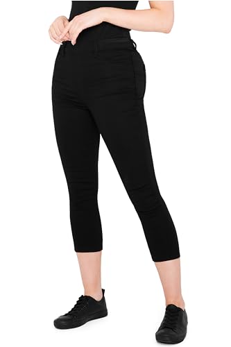 CityComfort Crop Jeggings Damen High Waist - Bequeme und stylische Jeggins - Damen Jeggings geeignet für Casual oder Semi-Casual Wear (Schwarz, 36) von CityComfort