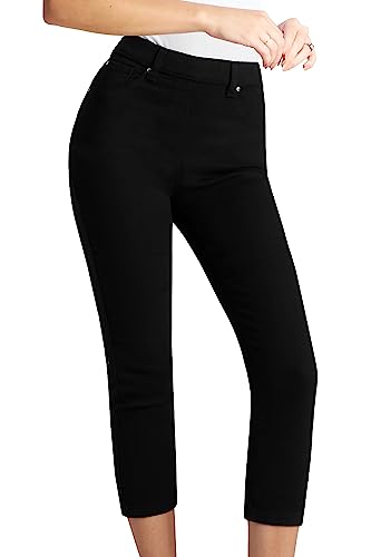 CityComfort Crop Jeggings Damen High Waist - Bequeme und stylische Jeggins - Damen Jeggings geeignet für Casual oder Semi-Casual Wear (Schwarz, 40) von CityComfort