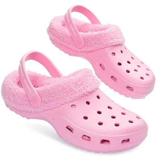 CityComfort Damen Hausschuhe Fleece Gefüttert, Clogs Damen - Geschenke für Frauen (Rosa, 35 EU) von CityComfort