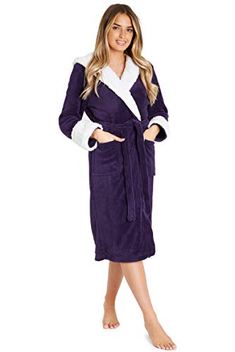 CityComfort Bademantel Damen Flauschig, Fleece Morgenmantel Damen Dressing Gown Women (Violett, S) von CityComfort