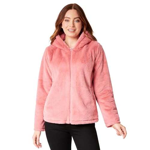 CityComfort Flauschige Winterjacke Damen, Teenagers S-XL | Damen Jacke mit Kapuze, Reißverschluss, 2 Taschen | Aus 100% Polyester (Altrosa, M) von CityComfort