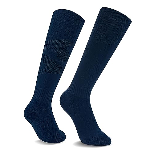 CityComfort Fußball Socken Kinder, Lange Sportsocken Fußball Stutzen Football Socks für Jungen - Fussball Geschenke für Jungs (Navy Blau, 31-36) von CityComfort