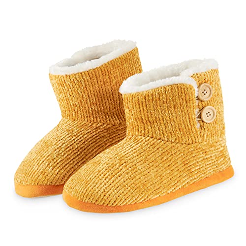 CityComfort Hausschuhe Damen Winter, Flauschige Hausschuhe Damen mit Sherpa Fleece und Rutschfester Sohle (Senffarben, 36/37 EU) von CityComfort