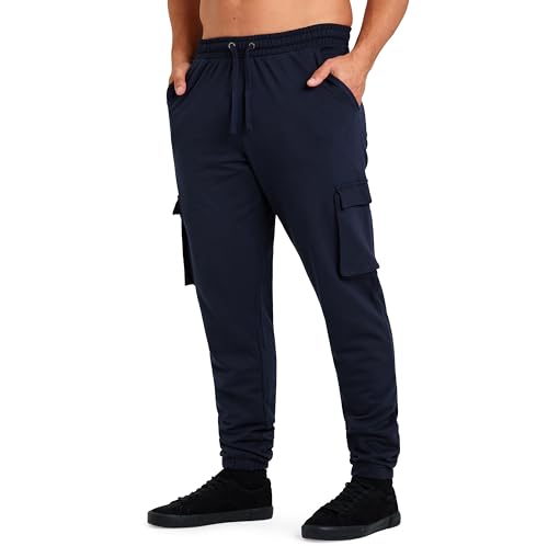 CityComfort Herren Jogginghose lang mit 4 Taschen, Jogging Cargohose, Freizeithose – Geschenke für Männer (Navy Blau, S) von CityComfort