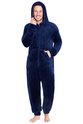 CityComfort Herren Overall Jumpsuit, One Piece Anzug Fleece Onesie Herren Flauschig Einteiler Schlafanzug Herren und Teenager Jungen M-XL, Geschenke für Männer (2XL, Navy) von CityComfort