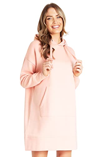 CityComfort Hoodie Damen Kleid, Sweatkleid Longpullover für Damen, Oversize Pullover Damen (L, Abricot) von CityComfort