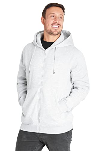 CityComfort Hoodie Herren Reißverschluss Kapuzenjacke, Basic Pullover Herren Zip Hoodie (Grau Meliert, L) von CityComfort