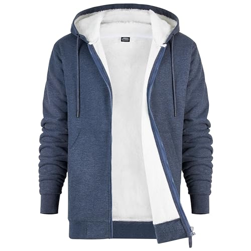 CityComfort Hoodie Herren mit Fleece-Futter und Reißverschluss, Fleecejacke Herren Zipper Hoodie für Männer und Teenager M - 3XL - Geschenke für Männer (Dunkelblau, 2XL) von CityComfort