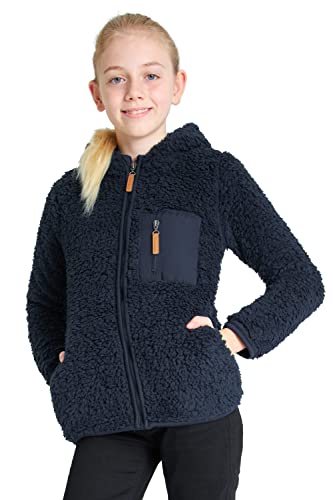 CityComfort Hoodie Kinder, Warme Teddy Fleecejacke Mädchen Jungen Kapuzenjacke Reißverschluss (Navy Blau, 11-12 Jahre) von CityComfort