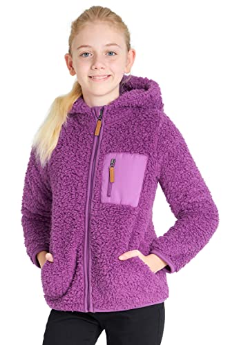 CityComfort Hoodie Kinder, Warme Teddy Fleecejacke Mädchen Jungen Kapuzenjacke Reißverschluss (Violett, 13-14 Jahre) von CityComfort