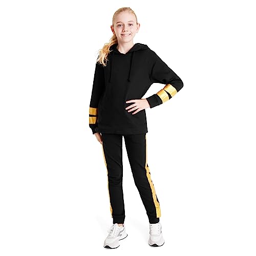 CityComfort Jogginganzug Kinder Mädchen Trainingsanzug Teenager Kapuzenpullover und Jogginghose Set (Gold, 11-12 Jahre), 9383 von CityComfort