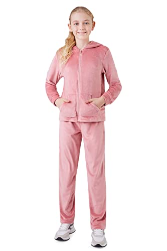 CityComfort Jogginganzug Mädchen, Trainingsanzug Mädchen Velour Zweiteiler Outfit 7-14 Jahre(Rosa, 13-14 Jahre) von CityComfort