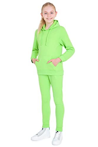 CityComfort Jogginganzug Mädchen, Trainingsanzug Mädchen Zweiteiler Outfit Kapuzenpullover und Jogginghosen Set Farbig 5-15 Jahre (Grun, 11-12 Jahre) von CityComfort