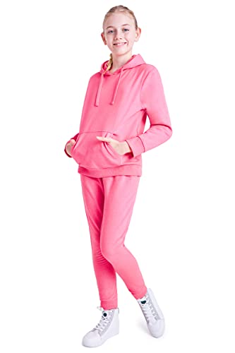 CityComfort Jogginganzug Mädchen, Trainingsanzug Mädchen Zweiteiler Outfit Kapuzenpullover und Jogginghosen Set Farbig 5-15 Jahre (Rosa, 11-12 Jahre) von CityComfort